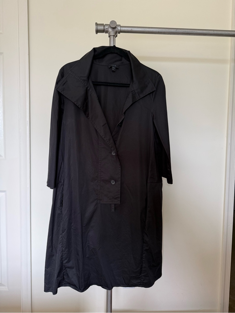 COS Black Midi Dress with Oversized Collar